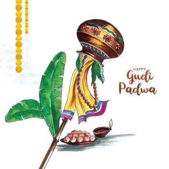 Gudi Padwa Celebration Greeting Card Background vector