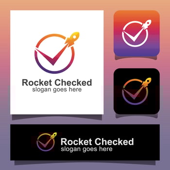 modern rocket checked business technology logo, check verified, mark, symbol, sign vector
