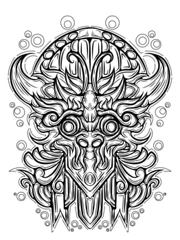 Black ink barong tattoo vector design
