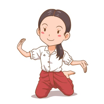 Cartoon character of Thai dance student. vector