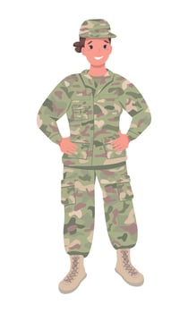 Female military officer semi flat color vector character