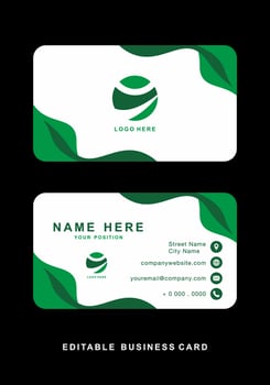 Green leaf color of editable business card vector