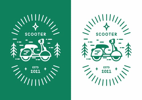 Green white color of scooter vintage badge vector