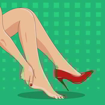Tired female legs on high heels vector