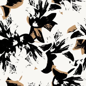 Cream Floral Brush strokes Seamless Pattern Design vector
