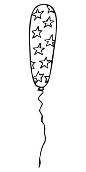 Hand drawn flying balloon illustration isolated on a white background. Birthday party balloon doodle. Holiday clipart. vector