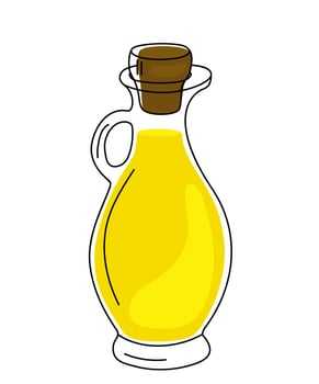 Hand drawn glass jug with oil, vector