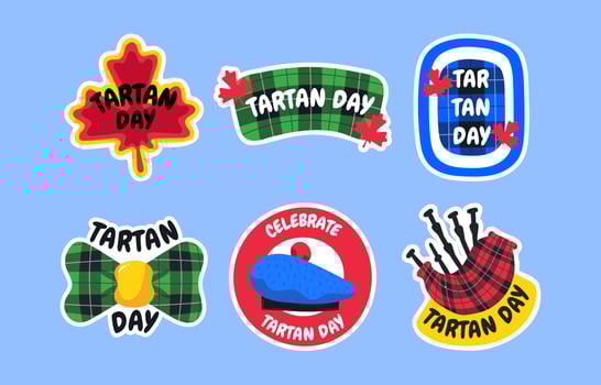 Tartan Day Sticker Set vector