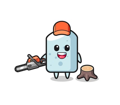 chalk lumberjack character holding a chainsaw vector