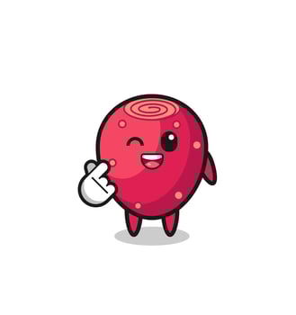 prickly pear character doing Korean finger heart vector