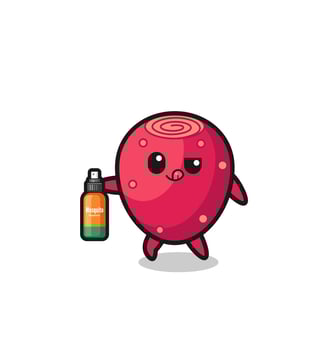 cute prickly pear holding mosquito repellent vector