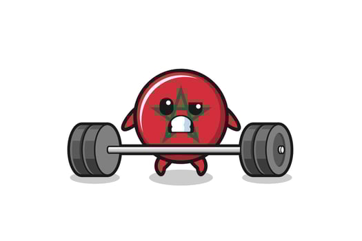cartoon of morocco flag lifting a barbell vector