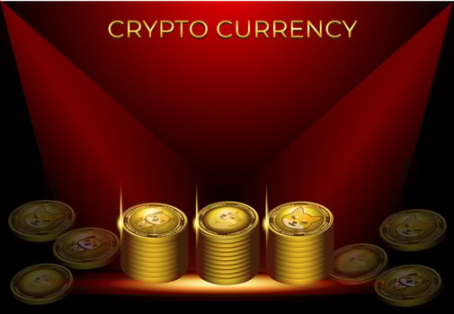 Dogecoin shiba inu and baby doge cryptocurrency illustration vector