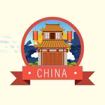 Chinese architecture iconic house building logo vector