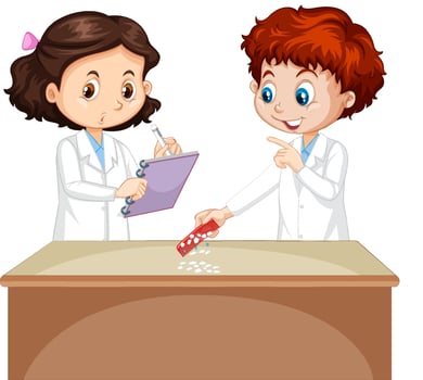 Scientist kids doing science experiment vector