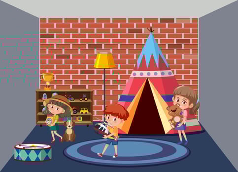 Different children holding their toys vector
