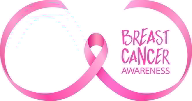 Pink ribbon curve in breast shape. vector