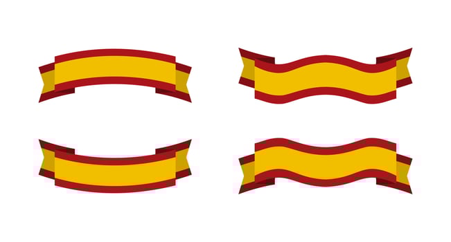 illustration of a ribbon with a spain flag color. spain flag vector set.