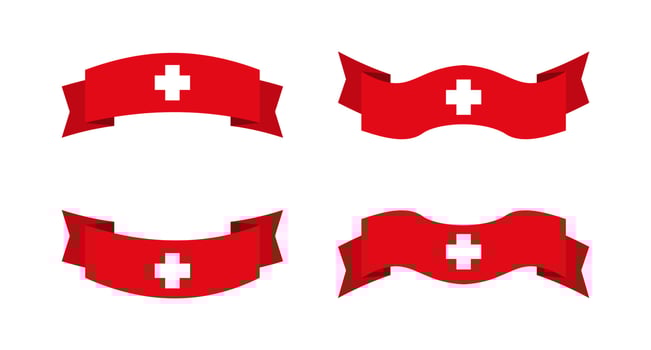 illustration of a switzerland flag with a ribbon style. switzerland flag vector set.