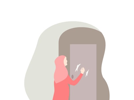 mother wakes her child for sahur vector