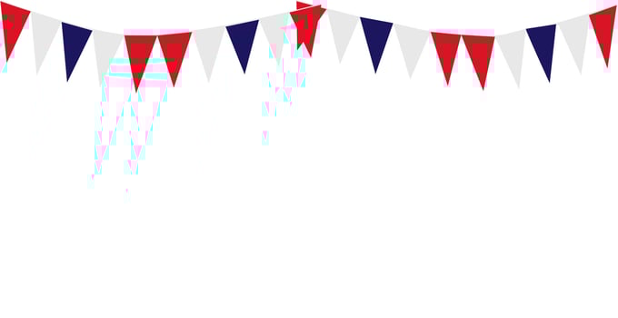 Bunting Hanging Red White Blue Flag Triangles Banner Background. United State of America, France, Thailand, New Zealand. vector