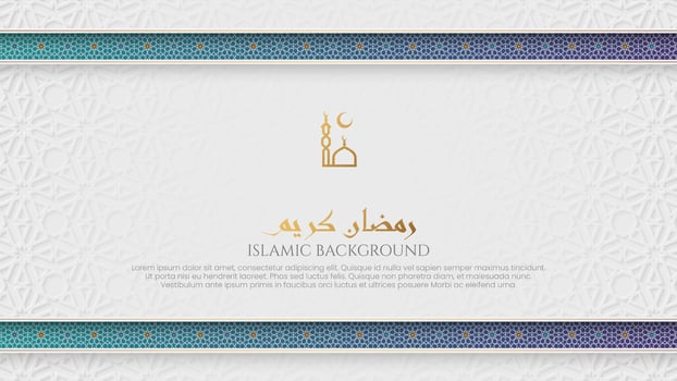 Ramadan Kareem Islamic Arabic Luxury Elegant Background Greeting Card Template Design with Decorative Ornament Borders vector