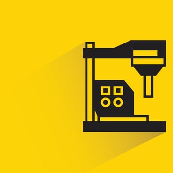 CNC machine icon yellow background vector