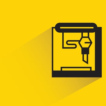3d printer icon yellow background vector illustration