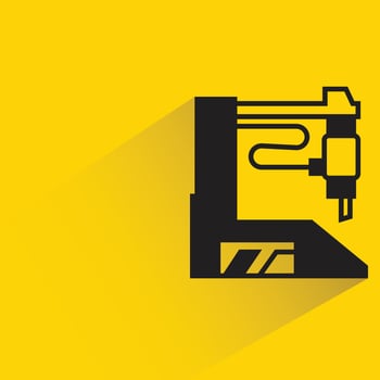 CNC machine icon yellow background vector illustration