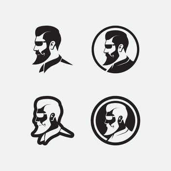 Vintage barbershop logo set and design emblems labels, badges, logos background illustration vector