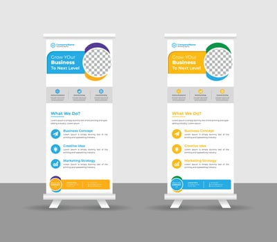 Business Roll up banner stand template design, modern portable stands corporate roll-up banner layout, pull up, vector illustration, business flyer, brochure, Corporate banner