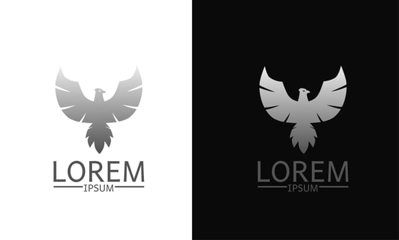 Template logo eagle spread wing silver color vector