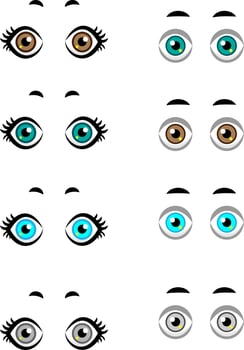 Cute Cartoon kawaii eyes in the style of anime. Vector illustration