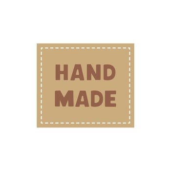 Trendy minimal square kraft paper label or sticker for hand made products isolated on white background. Vector organic simple illustration
