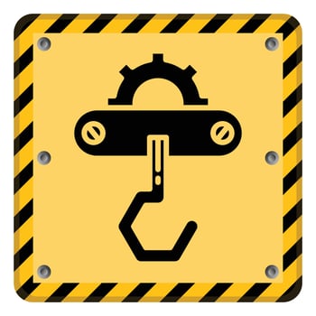 under construction crane hook yellow signage vector