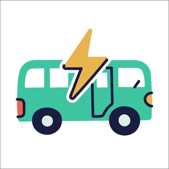 electric vehicle. hand drawn EV doodle icon. vector