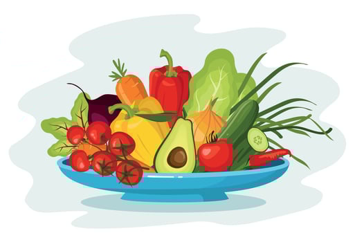 Healthy food concept. Dish with fresh vegetables. vector