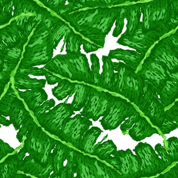 Rough banana leaf seamless pattern. Tropical background. Camouflage green leaves. vector