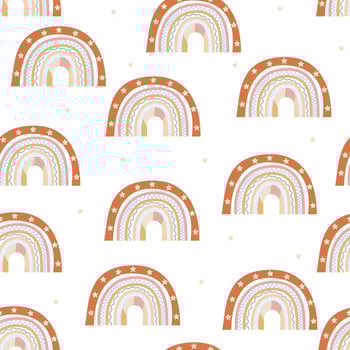 Seamless pattern. Hand drawn rainbow pattern in boho style. Abstract minimalist elements vector