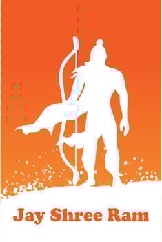 Ram Navami Greeting card for Hindu festival, With Ram Navami Calligraphy  in Marathi. vector