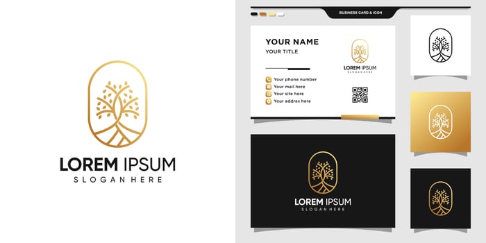 Tree logo with creative concept and business card design. Natural, Tree logo template Premium Vector