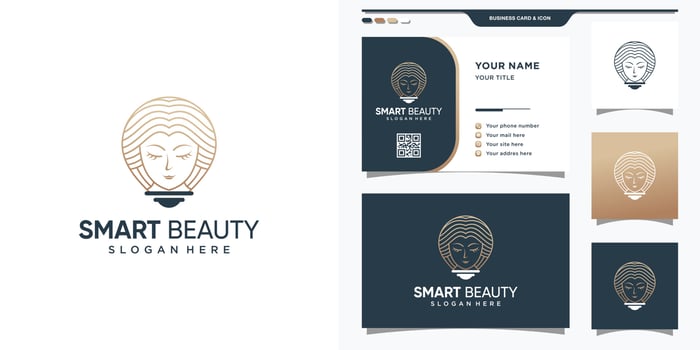 Beauty smart logo design with line art style and bulb lamp concept vector