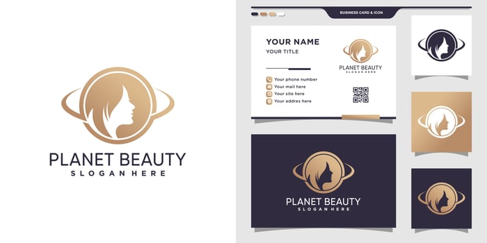 Planet beauty logo for woman and business card design vector