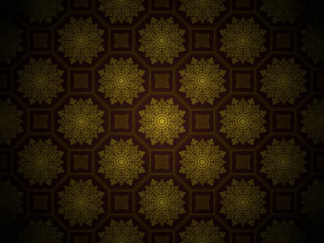 Damask Style Thai Art Pattern Background Octagon Shape vector