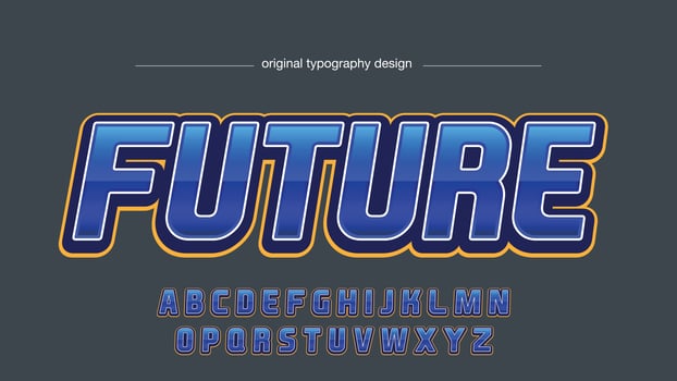 blue and yellow outline italic 3d sports logo typography vector