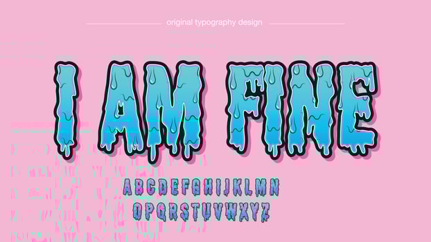 Light blue modern dripping display typography vector