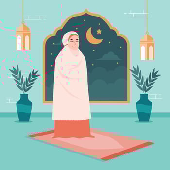A Muslimah Prays Tahajud vector