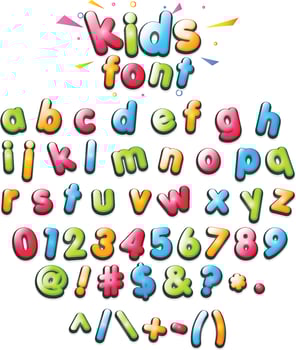 Kids colourful fonts small vector