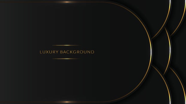 luxury dark background with overlap shapes and golden lines. vector illustration wave