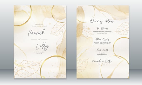 Golden wedding invitation card template vector